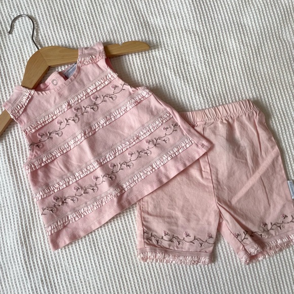 Vitamins Baby Other - Vintage Vitamins Pink Embroidered Baby Outfit